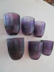 Vintage Amethyst Purple Ombré ribbed textured Glass 6 rocks Whiskey rock 12 Oz.