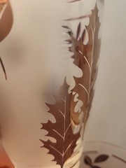 LIBBEY Golden Foliage Gold Leaf Frosted 12 oz Tumblers MCM 7-Glasses Retro EUC
