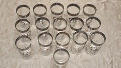 Set Of 16 Vintage Dorothy Thorpe Silver Rim Highball Glasses Scroll R Monogram