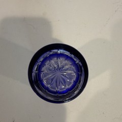 Cobalt Blue Cut Glass Tumbler Glass with Glossy Finish Decorative Drinkware