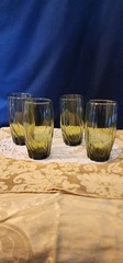 Anchor Hocking Central Park Ivy Green Iced Tea Drinking Glasses 5 3/4″ Set Of 4
