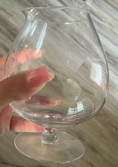 Large clear crystal brandy cognac snifter glass with one pouring spout 6 1/4″