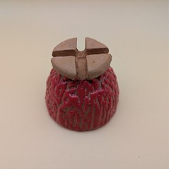 sake cup　”GUINOMI　HAGI-YAKI” 　vermilion,red 01