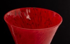 Pair of Tall Stem Mexican Fire-Blown Glasses Vibrant Colors Swirls 10.25in USED