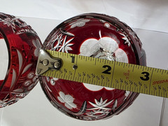 Pair of AJKA MARSALA Ruby Red Cut To Clear 24% PBO Crystal Hock Wine Glasses