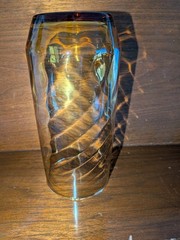 Libbey Optic Swirl Tumbler Amber Honey Gold Water Iced Tea Glass Tumbler