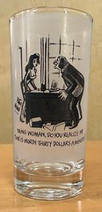 Set of 3 Mid-Century Frosted High Ball Glasses, Peter Arno, 1940’s