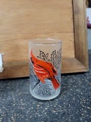 Vintage Anchor Hocking Song Birds Chickadee Drinking Glass Tumbler 5″