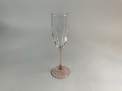 LUMINARC FRANCE Champagne Flute Glass Clear w Rose Pink Stem 8.75″