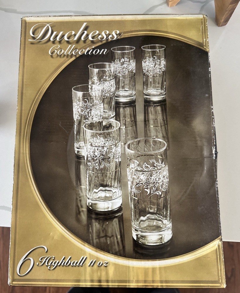 Vintage Circleware Duchess Collection lloz Highball Floral Gold Pattern Set