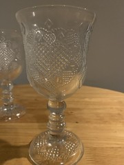 Vintage 2 Avon Fostoria Hearts And Diamonds Water / Wine Goblets