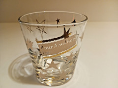 Vintage Set Of 9 «Pour Another For» Gold Stars Lowball Cocktail Glasses MCM Bar
