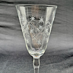 3 Etched Atomic Starburst Diamond Optic Wine Glasses – 7 1/8″ H MCM Excellent