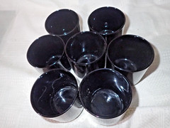(7) Libbey Metropolitan Black Amethyst Glass Flat Juice/Lowball Glasses- 10oz