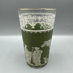 Jeanette Hellenic Green Jasper Tumbler Water Glass 5″ Mid Century Replacement