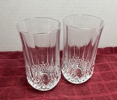 2 Vintage Cristal d’Argues Longchamp Crystal Highball Barware France Diamon Cut