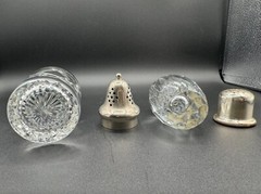 PAIR of RARE Cut Crystal Salt & Pepper Shakers w/Silver Plated Caps,7»&5» Each