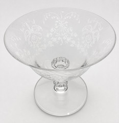 Vintage Heisey Diamond H Orchid Etch Sherbet Champagne Coupe Elegant Glass