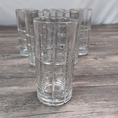 Anchor Hocking Tartan Manchester Clear Glass Iced Tea Tumblers Set Of 6 VTG