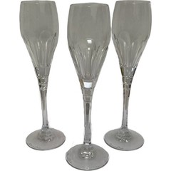 Vintage Set of 3 Oscar De la Renta Cut Crystal Thin Stemmed Wine Glass Clear