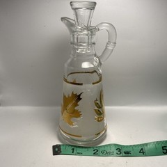 Anchor Hocking Starlyte Frosted Gold Leaf Oil Vinegar Cruet BB15