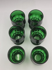 Set Of 6 Vintage Anchor Hocking Georgian Forest Green 8oz Drinking Glasses