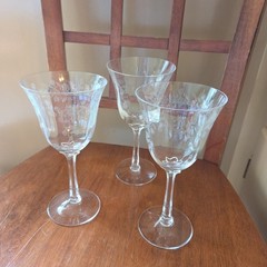 LOT 3 Lenox USA Crystal ‘CASTLE GARDEN’ 10 oz. Water Goblets 7 5/8″
