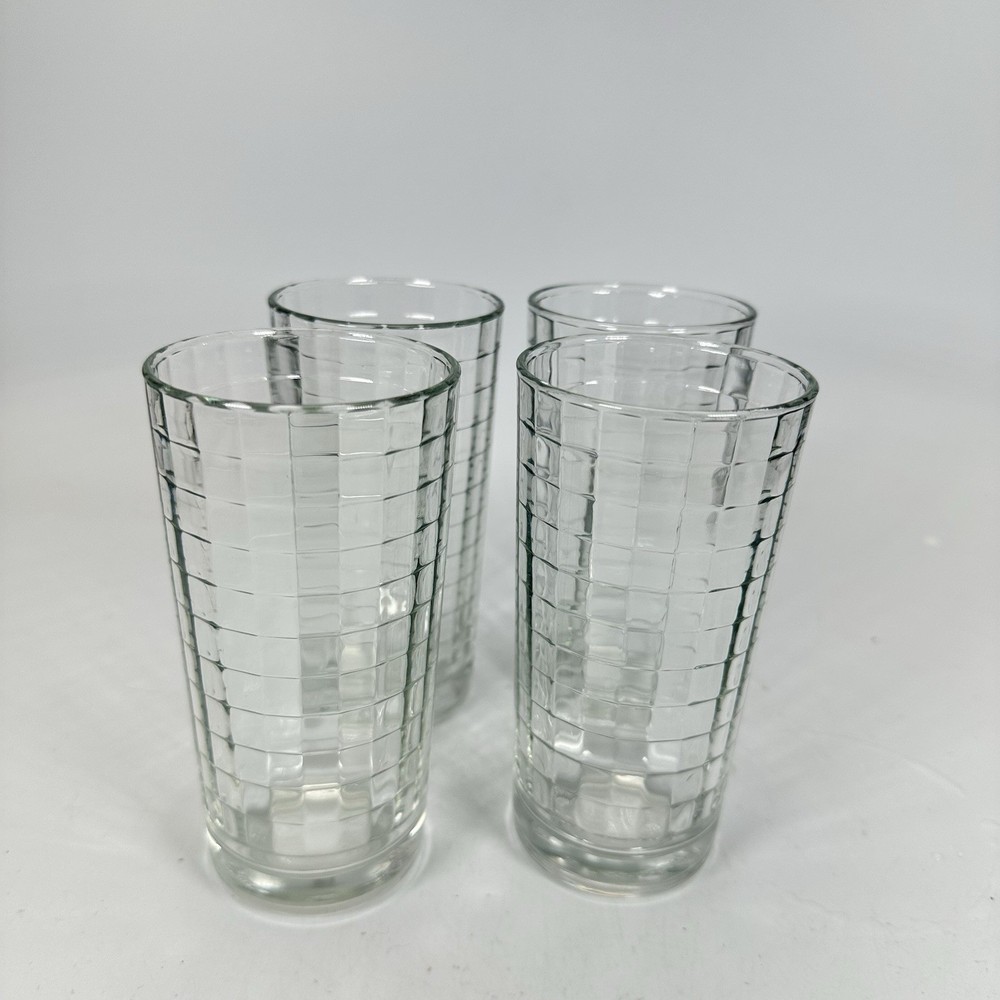 Pasabahce 8oz Highball Tumblers Clear Block Optic Set of 4