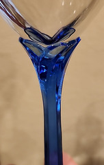 LIBBEY DOMAINE BLUE PETAL FACETED STEM 10oz WATER GOBLETS 8″ SET OF 6~EUC