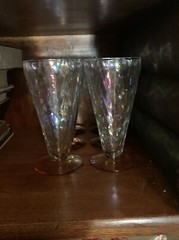Fostoria Amber Iridized Loop Optic Ice Tea Glasses Set Of 6,1926-1940