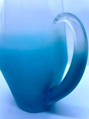 MCM Blendo Frosted Blue 80oz. Pitcher 11-3/4” Tall West Virginia Glass Co