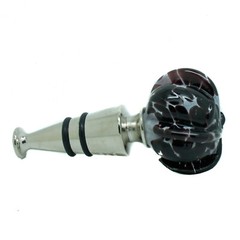 Murano Glass Bottle Stopper Dark Purple Silver Wine Prosecco Venice Gift Box