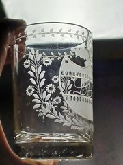 Bohemian Engraved Floral Shield & LSK Monogrammed Flint Tumbler C.1810-1830