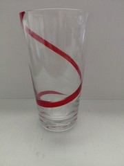 Highball Tumbler Glass PIER 1 Imports SWIRLINE RED 16 oz Retired 6.5″ Hand Blown
