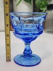Fostoria Argus BLUE Henry Ford Museum HFM Iced Tea Glasses And 2 Sherbert Cups