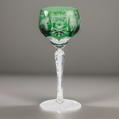 VINTAGE Nachtmann Traube Wine Hock Cut Clear Crystal Emerald Green 8.25″ Tall