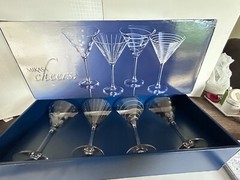 Mikasa Cheers Clear Mix Set of Etched Glass Glasses Martini in box #4