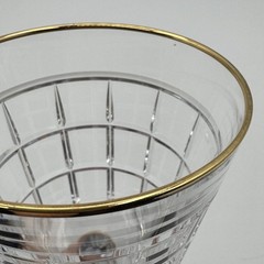 4 Ralph Lauren Monaco Crystal Wine Glass 8 3/8” Signed Gold Rim