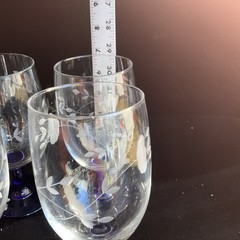 Set Of 8 Princess House Heritage Handblown Crystal 6.75″ Iced Tea Blue Stem 16oz