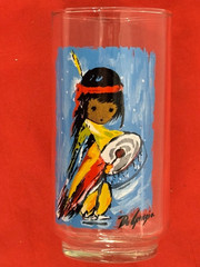 TED DE GRAZIA, GLASS TUMBLER — FEATURES SOUTHWEST NATIVE AMERICAN ARTWORK