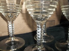 4 VTG 3005-10 LIBBEY ROCK SHARPE CLEAR FLORAL ETCHED WATER GOBLET WINE GLASSES