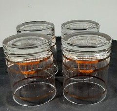 MCM Culver Set 4 Devon Gold Vertical Stripe Double Rocks Glasses Excellent