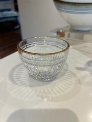 Waterford Crystal Lismore Gold Rim Cream & Sugar Set 2-Piece Excellent Condition