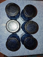 S/6 Libbey Normandy Blue Stone Textured Barware Juice Glass Vtg MCM Circa 80’s