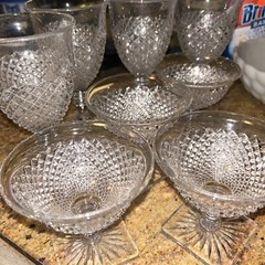 Westmoreland English Hobnail Glassware MIXED LOT OF 8 Wine/water 4, Champagne 4