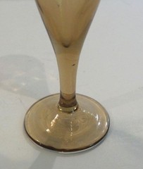 ANTIQUE AMBERINA AMERICAN ART GLASS CORDIAL «INVERTED THUMBPRINT», c. 1880’s