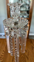 Fostoria Queen Anne Colony 22-3/4» Tall Pair Candle Holders with Prisms – 694D