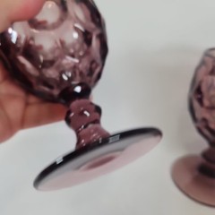 Vintage Imperial Glass Ohio Provincial Amethyst Thumbprint Goblets Set 6 Purple