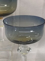 Set Of 3 Denby Aurora Amber And Blue Champagne S Herbert Glasses 5 1/4” Vintage