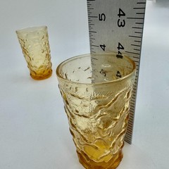 Anchor Hocking Amber Lido Milano Juice Glasses Bumpy Crinkle Vintage Set of 2 4″